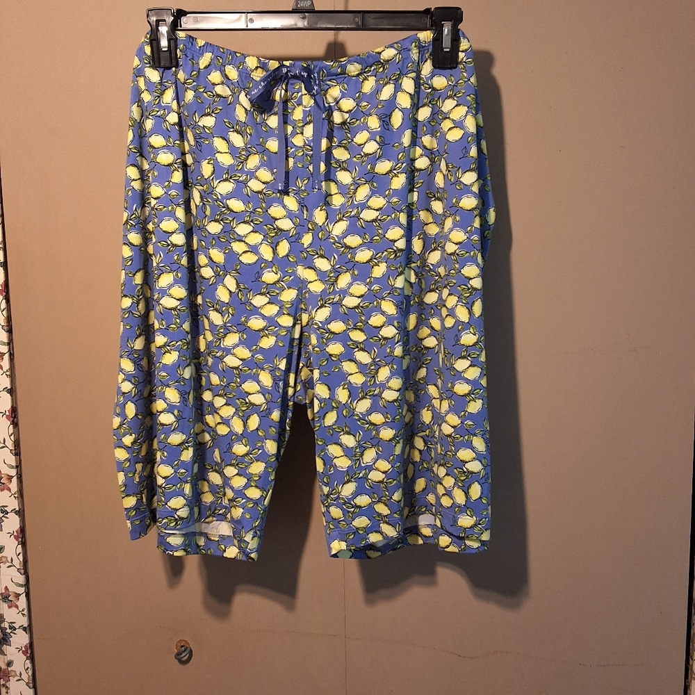 Hue Printed Bermuda Pajama Sleep Shorts Sleepwear- Size 2X- Lemons